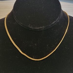 Vintage Kramer Gold Tone Chain Necklace Signed Classic Minimalist 15”